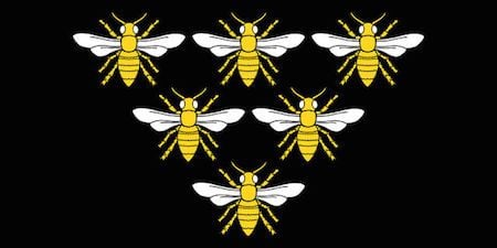 We could've gone with quadratic beeminding, which would be pretty similar (the numbers would just grow about twice as fast) and then this would be a bee square Bees in a triangle