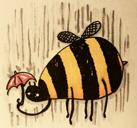 Don't go chasing waterfalls. Also don't go following a cascade of links on Youtube to songs from the 90s that you're nostalgic about. A bee with an umbrella getting rained on