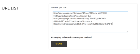 You'll find this below your graph in the Settings tab URLminder settings
