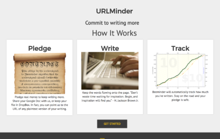 If you're reading this post then this landing page is a little superfluous. But it does include a nice nugget of wisdom for writers. URLminder landing page